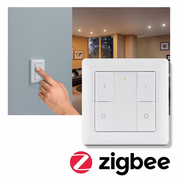PAULMANN Startovací sada Smart Home smik Gateway nástěnný ovladač + LED vestavné svítidlo Nova Plus Coin základní sada výklopné měnitelná bílá
