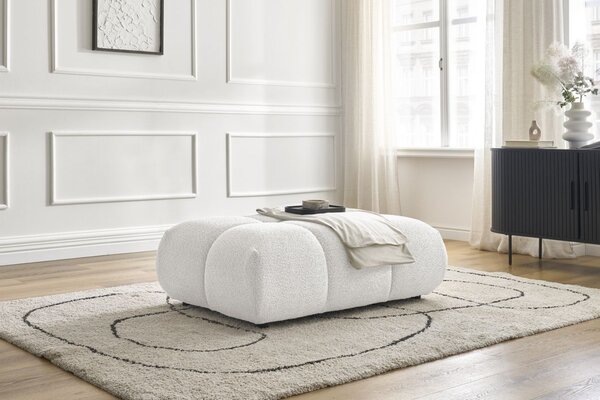 -25 % Dny MOMENTI– Bobochic Paris Bílá bouclé podnožka Alya 122 x 82 cm