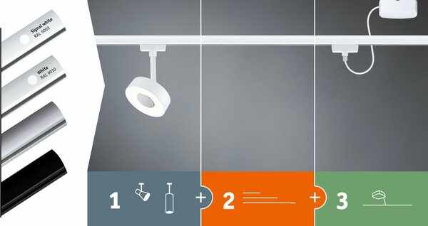 PAULMANN URail LED lištový spot Smart Home Zigbee 3.0 Luxe GU10 4,8W RGBW+ stmívatelné 230V černá mat