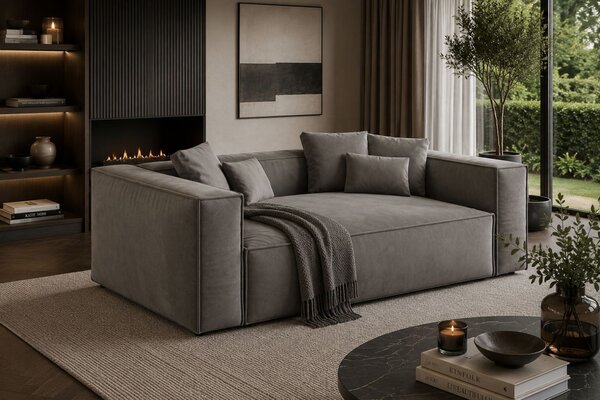 -25 % Dny MOMENTI– Cosmopolitan Design Šedá sametová trojmístná pohovka Aveiro 220 cm