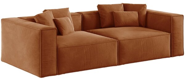 -25 % Dny MOMENTI– Cosmopolitan Design Terakotově oranžová sametová čtyřmístná pohovka Aveiro 236 cm