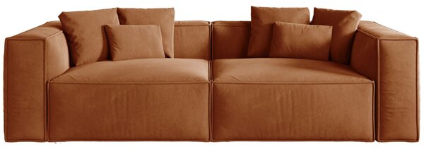 -25 % Dny MOMENTI– Cosmopolitan Design Terakotově oranžová sametová čtyřmístná pohovka Aveiro 236 cm