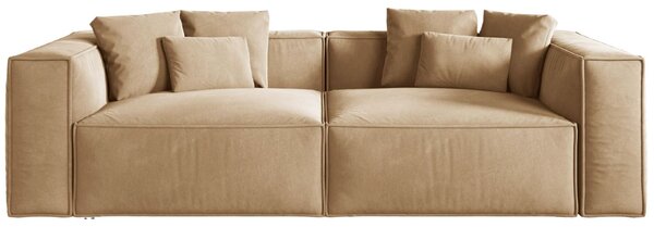 -25 % Dny MOMENTI– Cosmopolitan Design Béžová sametová čtyřmístná pohovka Aveiro 236 cm