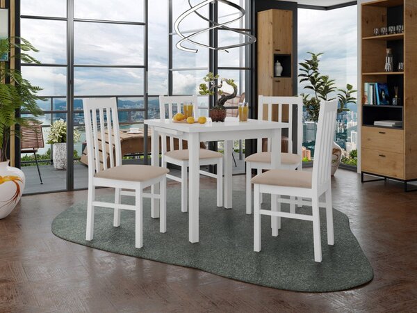 Rozkládací jídelní stůl se 4 židlemi AL14, Barva dřeva: bílá-L, Potah: 25x - Paros 2 Mirjan24 5903211239588