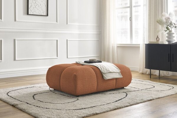 -25 % Dny MOMENTI– Bobochic Paris Terakotově oranžová bouclé podnožka Alya 122 x 82 cm