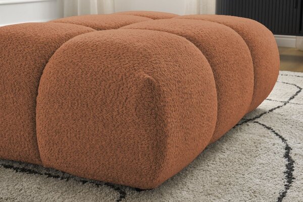-25 % Dny MOMENTI– Bobochic Paris Terakotově oranžová bouclé podnožka Alya 122 x 82 cm
