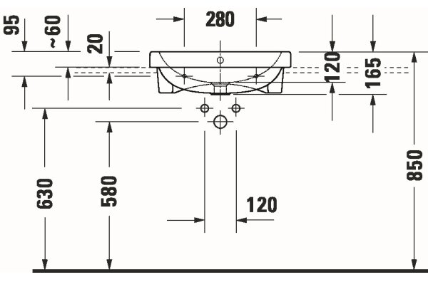 Duravit 24035500002 - Zápustné umyvadlo D-CODE 55x45,5 cm keramika/lesklá bílá