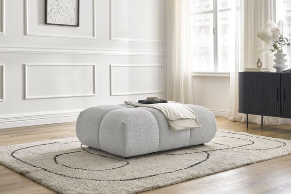 -25 % Dny MOMENTI– Bobochic Paris Světle šedá bouclé podnožka Alya 122 x 82 cm