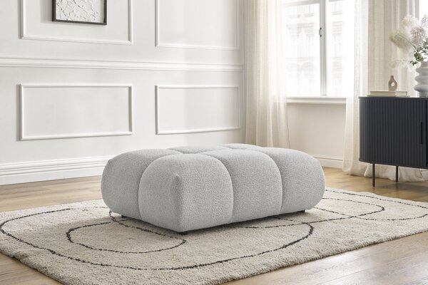 -25 % Dny MOMENTI– Bobochic Paris Světle šedá bouclé podnožka Alya 122 x 82 cm