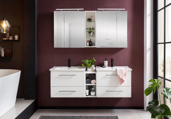 Zrcadlová skříňka s osvětlením Möbelpartner Dorina 60 x 15,8 x 75 cm bílá lesklá