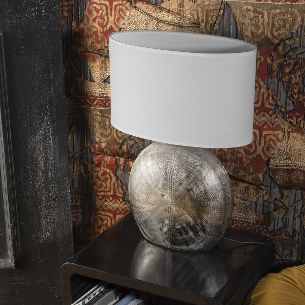 ONLI - Stolní lampa CERAMICA 1xE27/15W/230V 51 cm stříbrná/bílá