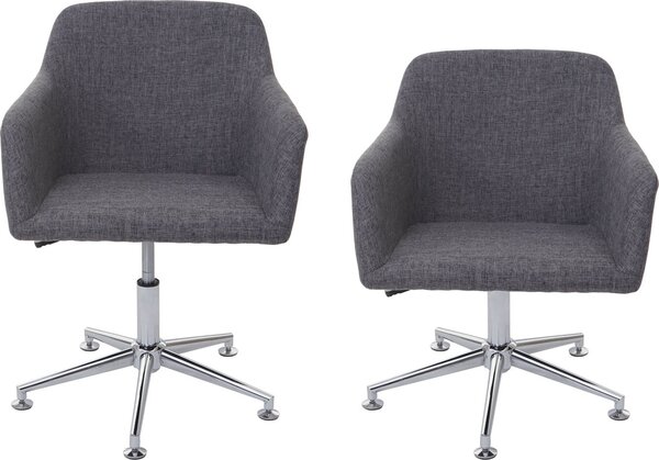 Sada 6 jídelních židlí HWC-A74, otočná židle lounge chair, výškově nastavitelná Textil, šedý