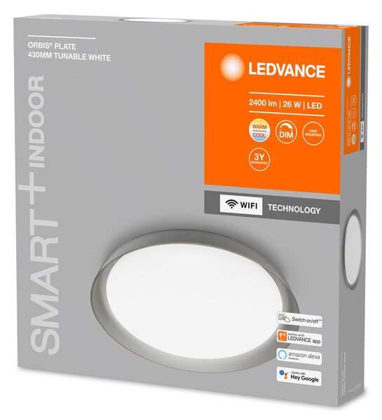 Chytré WiFi LED stropní světlo PLATE, nastavitelná bílá
