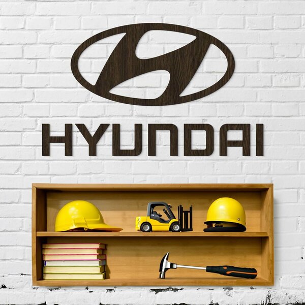 DUBLEZ | Dřevěné logo auta na zeď - Hyundai | Obraz