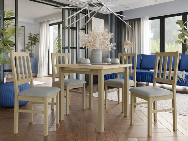 Rozkládací jídelní stůl se 4 židlemi AL08, Barva dřeva: sonoma-L, Potah: Hygge D91 5903211267864