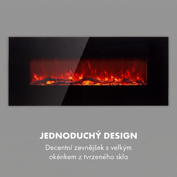 Klarstein Elektrický krb, elektrický krb do obývacího pokoje a interiéru, elektrický krb s LED plameny, ventilátorový ohřívač s časovačem, nastavitelný termostat, ohřívač 1600 W