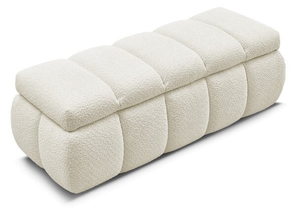 -25 % Dny MOMENTI– Bobochic Paris Bílá bouclé lavice Denali 144 cm s úložným prostorem