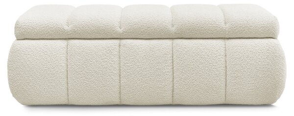 -25 % Dny MOMENTI– Bobochic Paris Bílá bouclé lavice Denali 144 cm s úložným prostorem