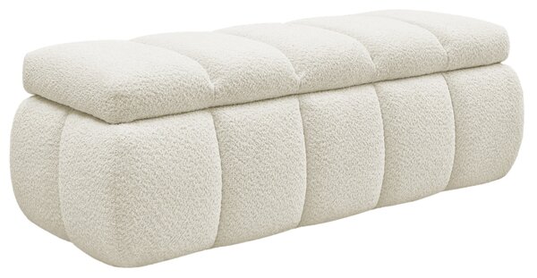 -25 % Dny MOMENTI– Bobochic Paris Bílá bouclé lavice Denali 144 cm s úložným prostorem