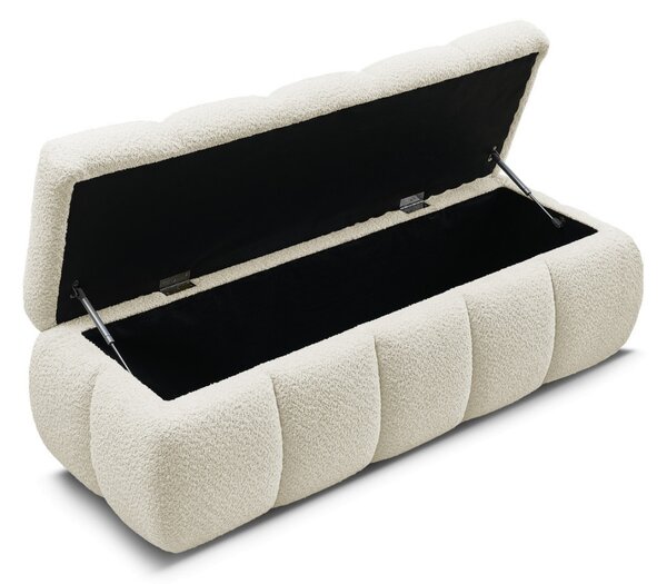 -25 % Dny MOMENTI– Bobochic Paris Bílá bouclé lavice Denali 144 cm s úložným prostorem