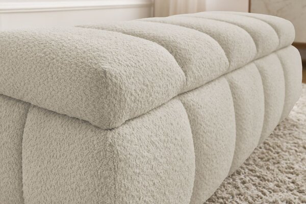 -25 % Dny MOMENTI– Bobochic Paris Béžová bouclé lavice Denali 144 cm s úložným prostorem