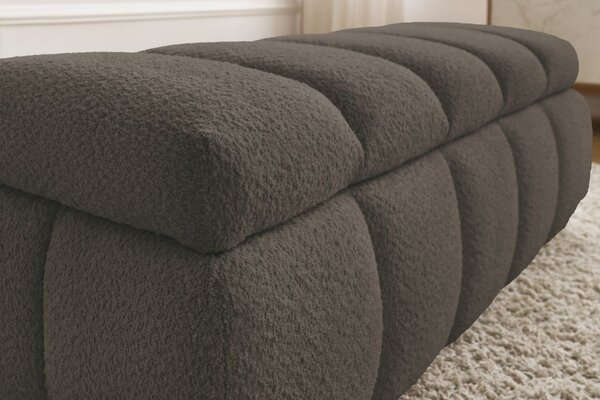 -25 % Dny MOMENTI– Bobochic Paris Hnědá bouclé lavice Denali 144 cm s úložným prostorem