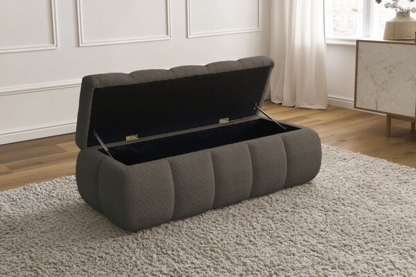 -25 % Dny MOMENTI– Bobochic Paris Hnědá bouclé lavice Denali 144 cm s úložným prostorem