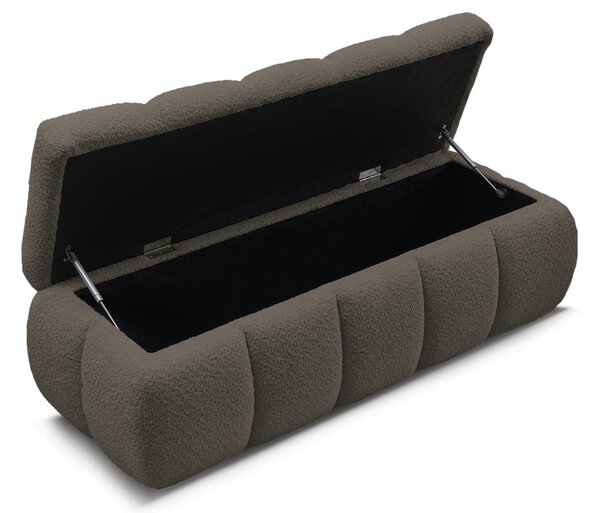 -25 % Dny MOMENTI– Bobochic Paris Hnědá bouclé lavice Denali 144 cm s úložným prostorem