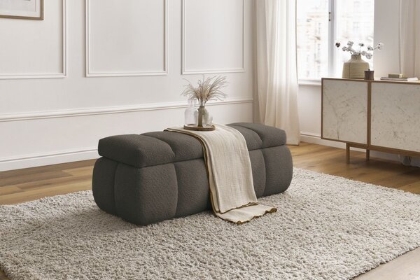 -25 % Dny MOMENTI– Bobochic Paris Hnědá bouclé lavice Denali 144 cm s úložným prostorem