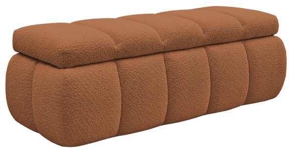 -25 % Dny MOMENTI– Bobochic Paris Terakotově oranžová bouclé lavice Denali 144 cm s úložným prostorem