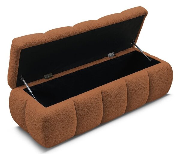 -25 % Dny MOMENTI– Bobochic Paris Terakotově oranžová bouclé lavice Denali 144 cm s úložným prostorem