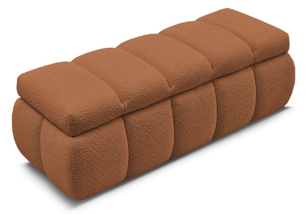 -25 % Dny MOMENTI– Bobochic Paris Terakotově oranžová bouclé lavice Denali 144 cm s úložným prostorem