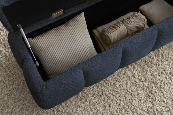 -25 % Dny MOMENTI– Bobochic Paris Tmavě modrá bouclé lavice Denali 144 cm s úložným prostorem