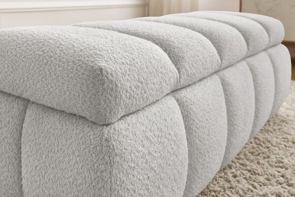 -25 % Dny MOMENTI– Bobochic Paris Světle šedá bouclé lavice Denali 144 cm s úložným prostorem