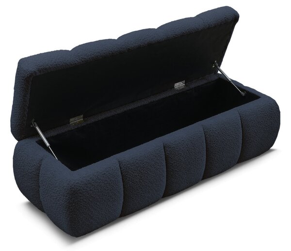 -25 % Dny MOMENTI– Bobochic Paris Tmavě modrá bouclé lavice Denali 144 cm s úložným prostorem