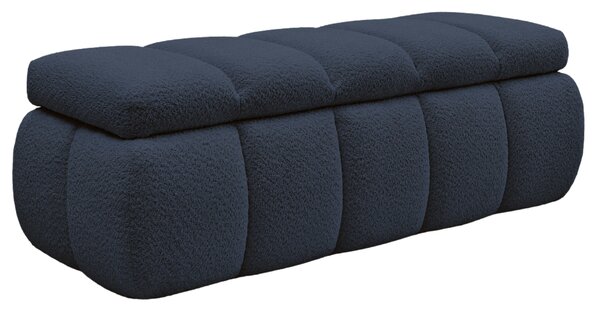 -25 % Dny MOMENTI– Bobochic Paris Tmavě modrá bouclé lavice Denali 144 cm s úložným prostorem