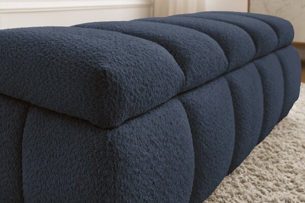 -25 % Dny MOMENTI– Bobochic Paris Tmavě modrá bouclé lavice Denali 144 cm s úložným prostorem