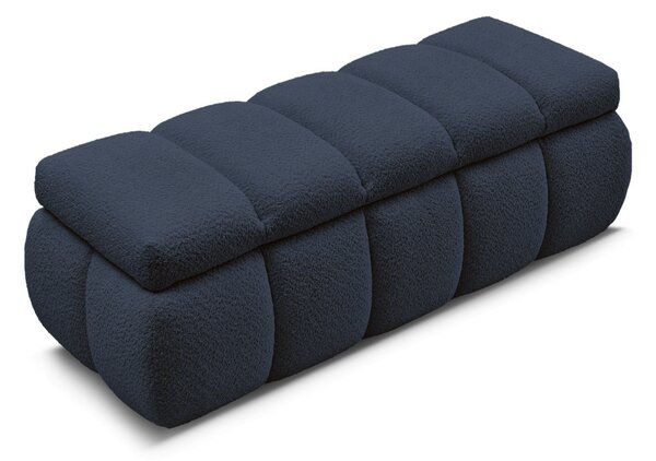 -25 % Dny MOMENTI– Bobochic Paris Tmavě modrá bouclé lavice Denali 144 cm s úložným prostorem