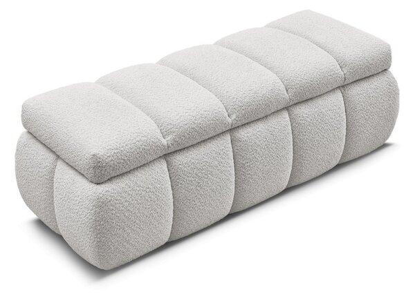 -25 % Dny MOMENTI– Bobochic Paris Světle šedá bouclé lavice Denali 144 cm s úložným prostorem