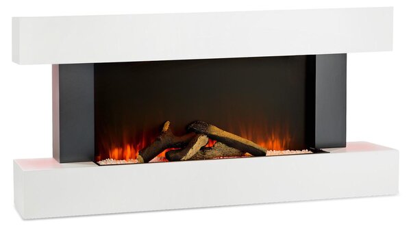 Klarstein Smart Dekorativní krb s LED plameny, elektrický krb s ohřívačem, 2000W elektrický krb, energeticky úsporný elektrický krb, nástěnný krb s dálkovým ovládáním a časovačem, elektrické krby s MDF krytem
