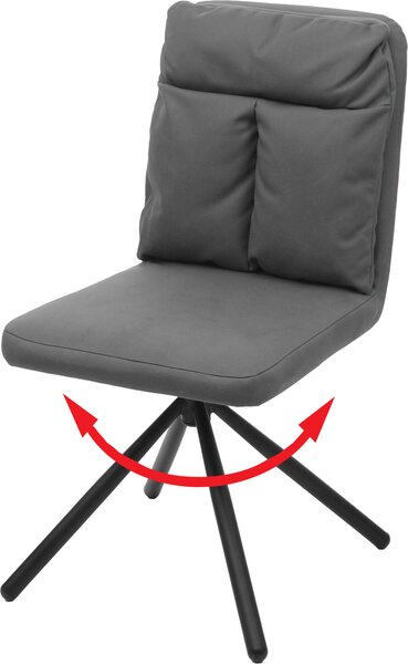 Jídelní židle HWC-G58, kuchyňská židle, otočná automatická poloha textil/látka šedá