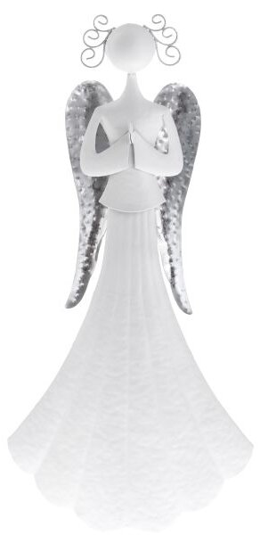 Kovový anděl modlící se - bílý SA325