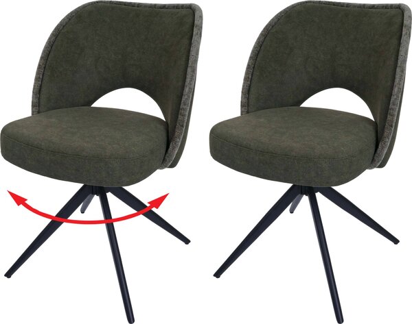 Sada 2 jídelních židlí HWC-N72, čalouněná kuchyňská židle, otočná, tkanina/textil (420 g/m²) Oeko-Tex zelená
