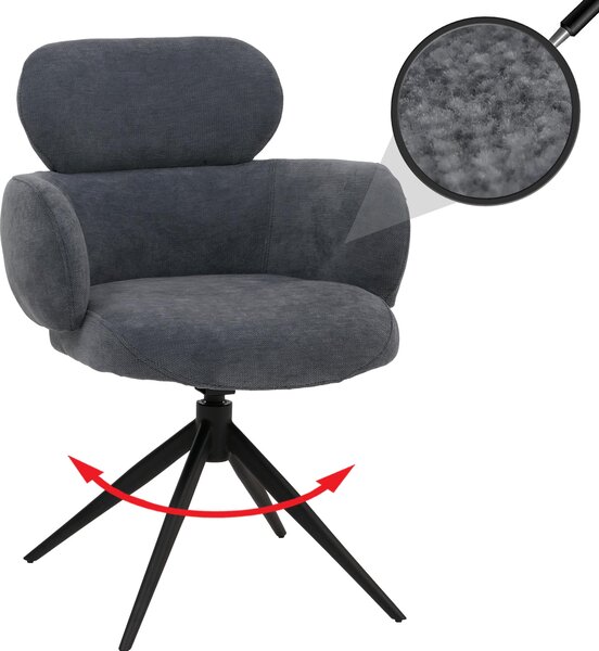 Jídelní židle HWC-O77, kuchyňská židle čalouněná židle, otočná s automatickým návratem, látka (310g/m²) žinylka Oeko-Tex šedomodrá
