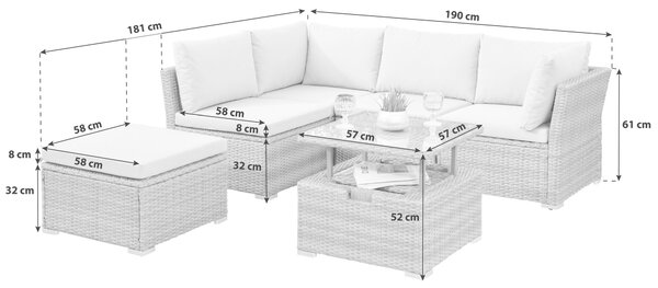 ZAHRADNÍ SEDACÍ SOUPRAVA 3dílné, kov, plast, sklo, textil Gardenson - Online Only zahradní nábytek, Online Only