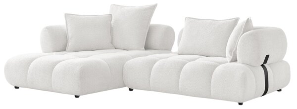 -25 % Dny MOMENTI– Bobochic Paris Bílá bouclé rohová pohovka Alya 307 cm, levá