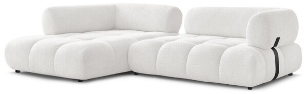 -25 % Dny MOMENTI– Bobochic Paris Bílá bouclé rohová pohovka Alya 307 cm, levá