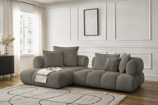 -25 % Dny MOMENTI– Bobochic Paris Světle hnědá bouclé rohová pohovka Alya 307 cm, levá