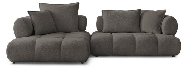 -25 % Dny MOMENTI– Bobochic Paris Hnědá bouclé rohová pohovka Alya 307 cm, levá