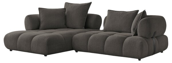 -25 % Dny MOMENTI– Bobochic Paris Hnědá bouclé rohová pohovka Alya 307 cm, levá